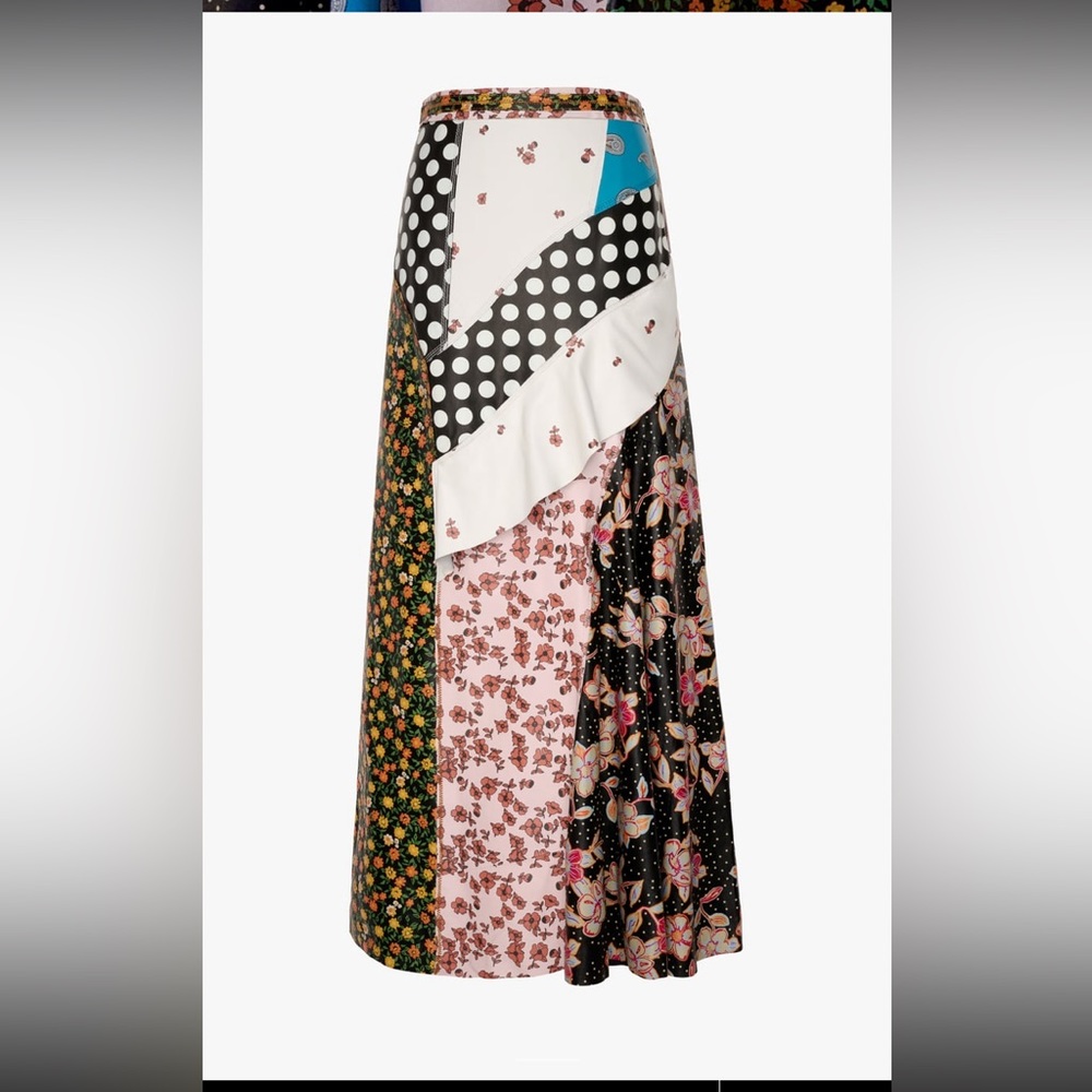 Zara atelier printed genuine real leather patchwork skirt size Small